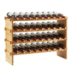 36 Bottle Stackable Wine Rack, 4-Tier Solid Wood Storage, Freestanding Floor & Countertop, Perfect for Kitchen, Bar & Cabinet, Wobble-Free Design