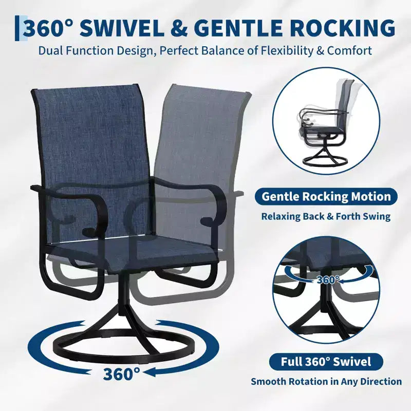Sillas, juego de 2, sillas mecedoras de comedor con tela Textilene para todo tipo de clima, asiento mecedora para terraza con respaldo alto para patio trasero, piscina