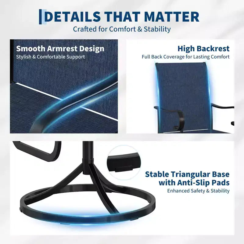Sillas, juego de 2, sillas mecedoras de comedor con tela Textilene para todo tipo de clima, asiento mecedora para terraza con respaldo alto para patio trasero, piscina