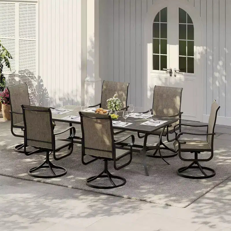 Sillas, juego de 2, sillas mecedoras de comedor con tela Textilene para todo tipo de clima, asiento mecedora para terraza con respaldo alto para patio trasero, piscina