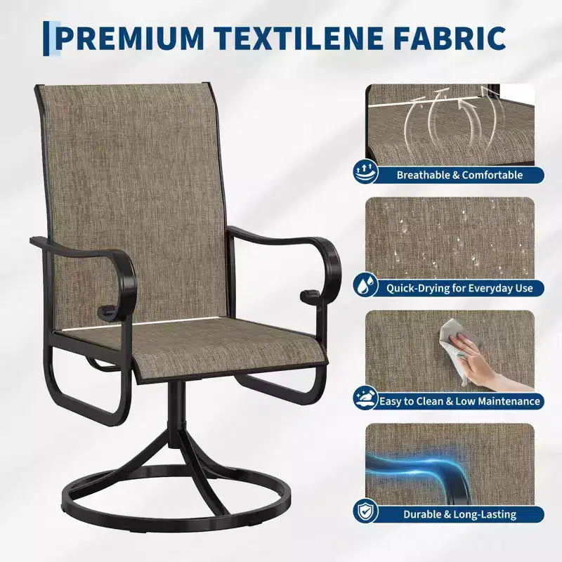 Sillas, juego de 2, sillas mecedoras de comedor con tela Textilene para todo tipo de clima, asiento mecedora para terraza con respaldo alto para patio trasero, piscina