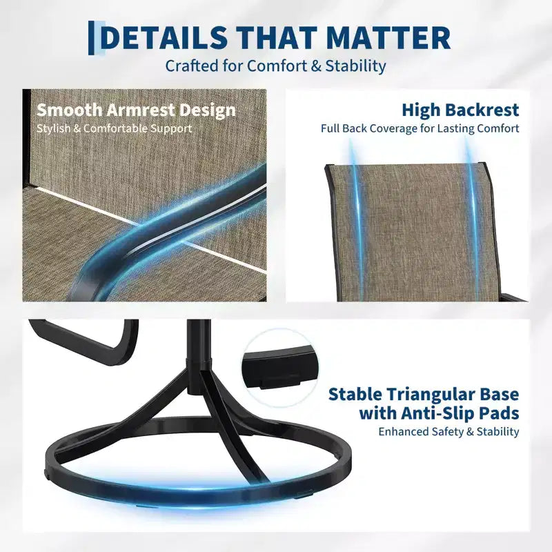 Sillas, juego de 2, sillas mecedoras de comedor con tela Textilene para todo tipo de clima, asiento mecedora para terraza con respaldo alto para patio trasero, piscina