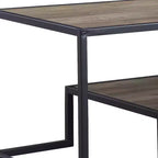 Mesa de centro con patas de trineo de metal negro y marrón de 45 pulgadas con estante
