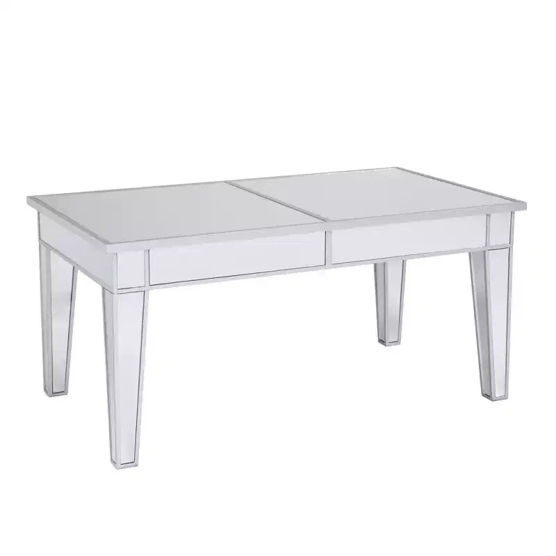 HomeRoots 42 Silver Mirrored And Metal Rectangular Mirrored Coffee Table