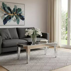 Mesa de centro rectangular de metal espejado plateado 42