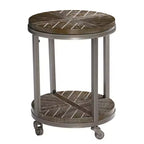 HomeRoots 24 Brown Manufactured Wood And Iron Round End Table With Shelf
