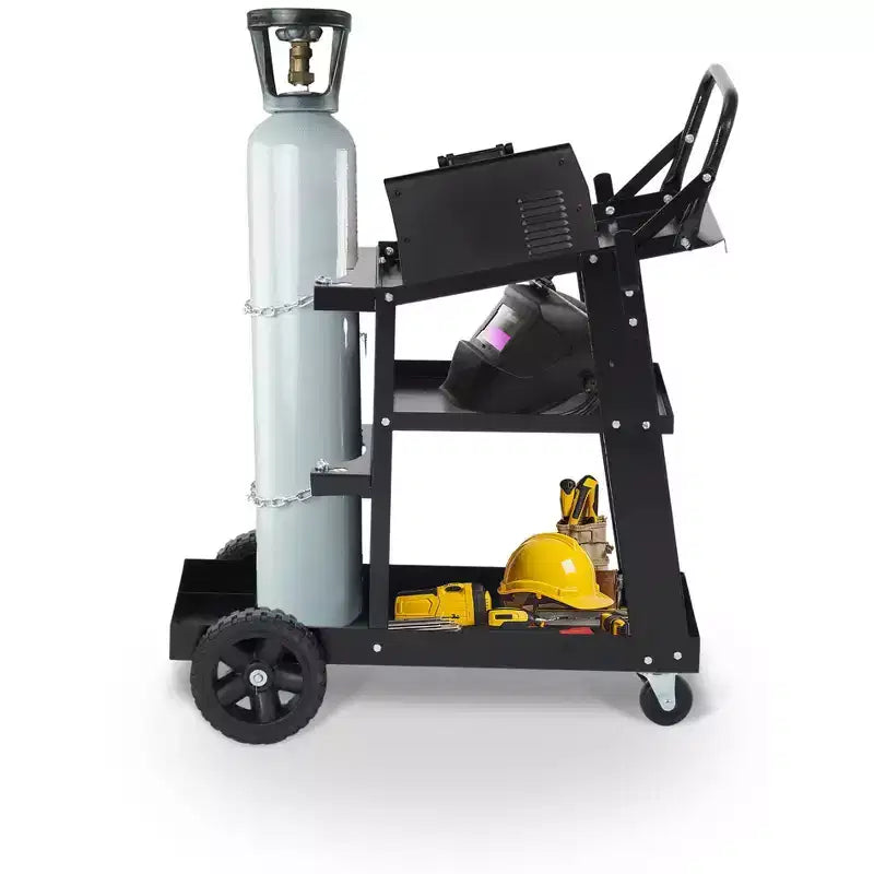 Welding Cart, Heavy Duty Rolling Welder Cart with Tank Storage, 122 kg Static Capacity, 360 Swivel Wheels for MIG TIG Welder & Plasma Cutter