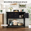 Vintage-style entryway side table with 2 drawers and 2 doors  Roman column-shaped legs, suitable for living room and entryway.