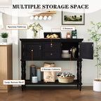 Vintage-style entryway side table with 2 drawers and 2 doors  Roman column-shaped legs, suitable for living room and entryway.