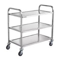 VIYET 3-Tier Wire Rolling Kitchen Utility Cart,450LBS Capacity, 80mm Basket with PP Liner, 6 Hooks & Curved Handle for Indoor Outdoor