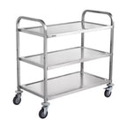 VIYET 3-Tier Wire Rolling Kitchen Utility Cart,450LBS Capacity, 80mm Basket with PP Liner, 6 Hooks & Curved Handle for Indoor Outdoor