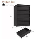 Cómoda de 5 cajones para dormitorio, cómoda alta de madera de 114 cm con diseño de perfil curvo, organizador de almacenamiento de ropa para armario, cómoda de estilo mediados de siglo