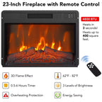 Mueble de TV con chimenea de 67 pulgadas y repisa, inserto de chimenea eléctrica de 18 pulgadas y gabinetes, centro de entretenimiento para sala de estar o dormitorio, marrón