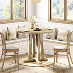 Lantine 31.5-Inch Round Farmhouse Dining Table, Sturdy Unique Base, for 2-4 People, Ideal for Small Spaces like Kitchen, Apartment, Restaurant.