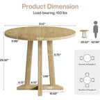 Mesa de comedor redonda estilo granja de 31.5 pulgadas, base única resistente, para 2-4 personas, ideal para espacios pequeños como cocinas, apartamentos y restaurantes.