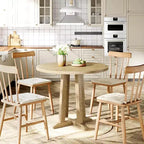 Mesa de comedor redonda estilo granja de 31.5 pulgadas, base única resistente, para 2-4 personas, ideal para espacios pequeños como cocinas, apartamentos y restaurantes.