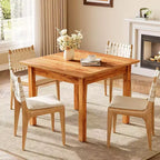 Mesa de comedor de madera cuadrada marrón de pulgadas, capacidad para 4 personas, diseño moderno para sala de estar y cocina, acabado en roble marrón