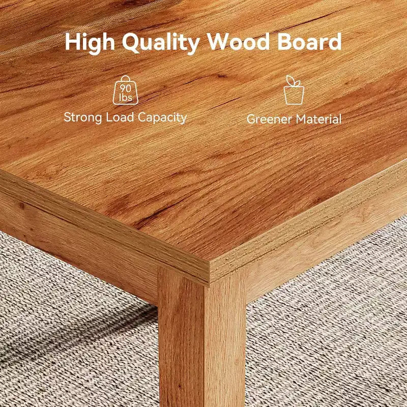 Mesa de comedor de madera cuadrada marrón de pulgadas, capacidad para 4 personas, diseño moderno para sala de estar y cocina, acabado en roble marrón