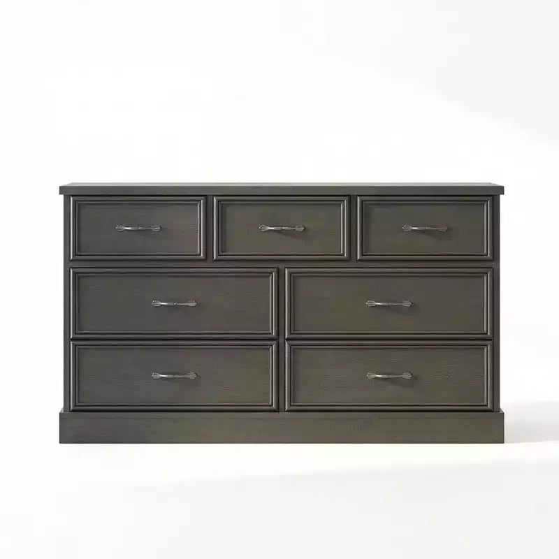 GustoWave Farmhouse 7 Drawers Dresser for Bedroom, 55 Wide Wood Rustic Chest of Drawers with Deep Drawers and Metal Handle