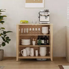 Aparador, aparador de ratán de 2 piezas con estantes ajustables, almacenamiento independiente estilo bohemio para cocina, sala de estar, natural