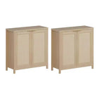 Aparador, aparador de ratán de 2 piezas con estantes ajustables, almacenamiento independiente estilo bohemio para cocina, sala de estar, natural