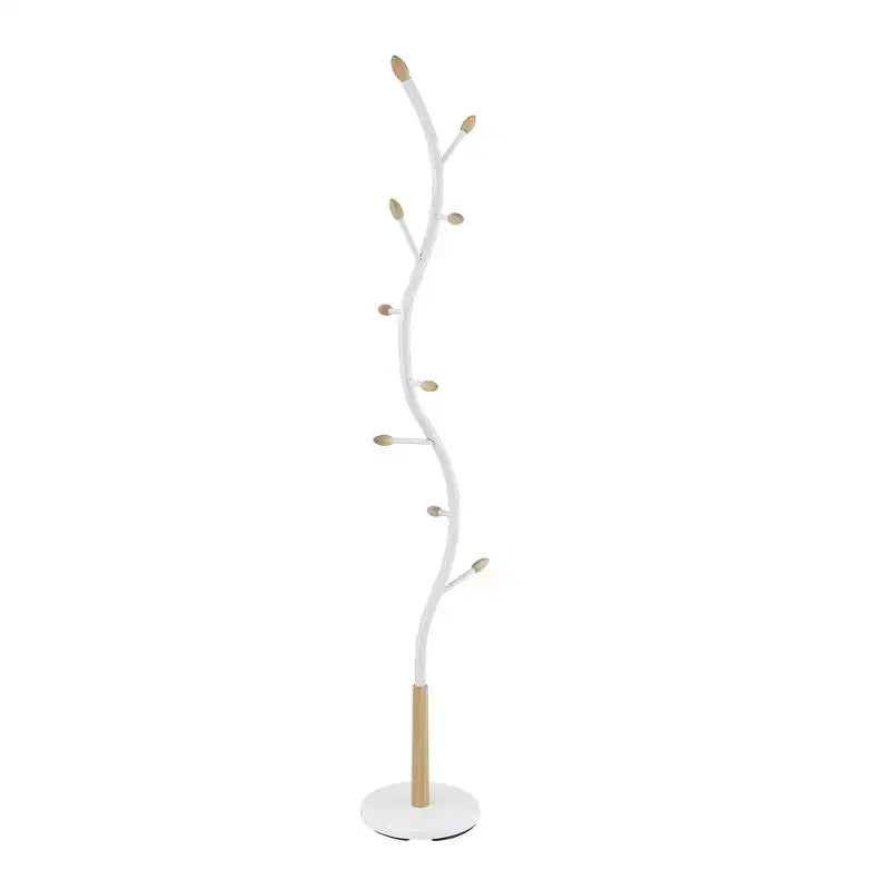 Perchero de pie moderno con forma de rama, 9 ganchos, 190 cm, metal y madera