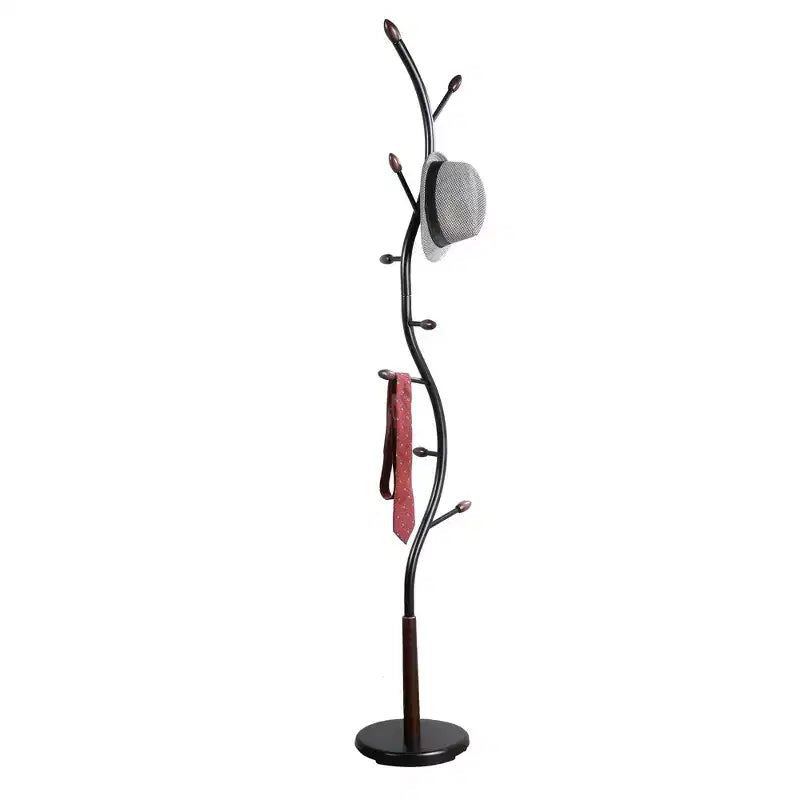 Perchero de pie moderno con forma de rama, 9 ganchos, 190 cm, metal y madera