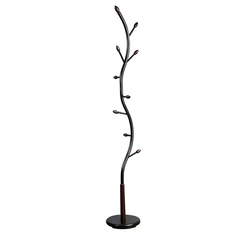 Perchero de pie moderno con forma de rama, 9 ganchos, 190 cm, metal y madera