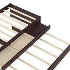 Cama de plataforma individual/matrimonial con nido, 2 cajones y estación de carga, estructura de cama de madera maciza