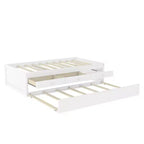 Cama de plataforma individual/matrimonial con nido, 2 cajones y estación de carga, estructura de cama de madera maciza