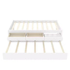Cama de plataforma individual/matrimonial con nido, 2 cajones y estación de carga, estructura de cama de madera maciza