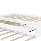 Cama de plataforma individual/matrimonial con nido, 2 cajones y estación de carga, estructura de cama de madera maciza