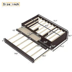 Cama de plataforma individual/matrimonial con nido, 2 cajones y estación de carga, estructura de cama de madera maciza