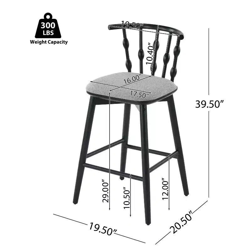 Taburetes tapizados modernos de madera de caucho (juego de 4)