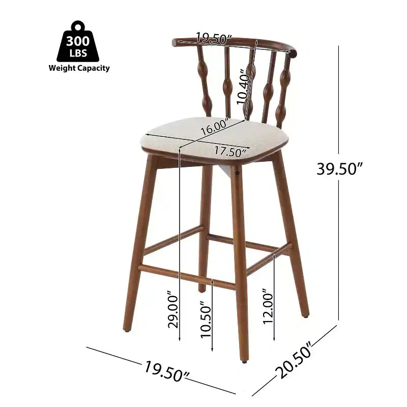 Taburetes tapizados modernos de madera de caucho (juego de 4)