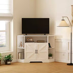Corner TV Stand for 55-Inch TVs,Modern Entertainment Center with Storage Cabinets & Barn Doors, Media Console Table for Living Room,Bedroom