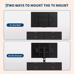 Mueble de TV con soporte y 6 cajones, centro de entretenimiento moderno estriado para televisores de 32-85 pulgadas, mesa consola multimedia ajustable para sala de estar o dormitorio, color negro