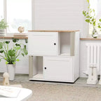 Mueble Arenero Cerrado con Doble Compartimento, Mueble Arenero Escondido con Rascadores y Alfombrillas Sanitarias de Doble Capa, Casa para Mascotas de Interior