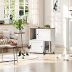 Mueble Arenero Cerrado con Doble Compartimento, Mueble Arenero Escondido con Rascadores y Alfombrillas Sanitarias de Doble Capa, Casa para Mascotas de Interior
