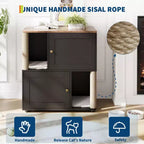 Mueble Arenero Cerrado con Doble Compartimento, Mueble Arenero Escondido con Rascadores y Alfombrillas Sanitarias de Doble Capa, Casa para Mascotas de Interior