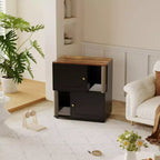 Mueble Arenero Cerrado con Doble Compartimento, Mueble Arenero Escondido con Rascadores y Alfombrillas Sanitarias de Doble Capa, Casa para Mascotas de Interior