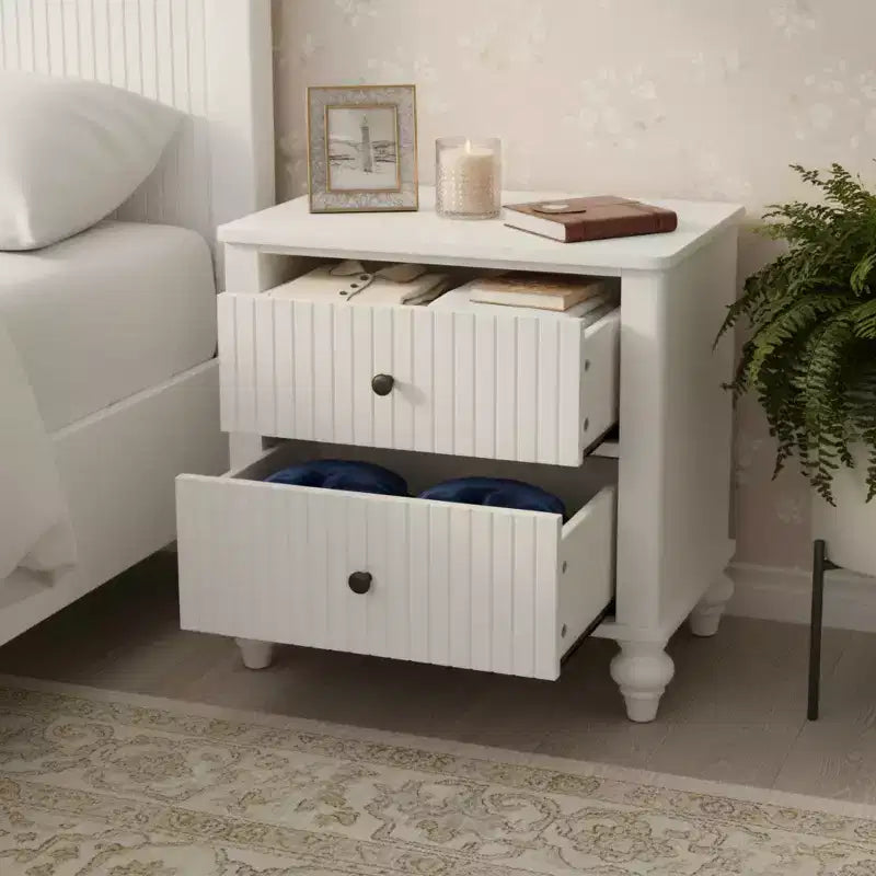 Mesita de noche moderna de madera con 2 cajones