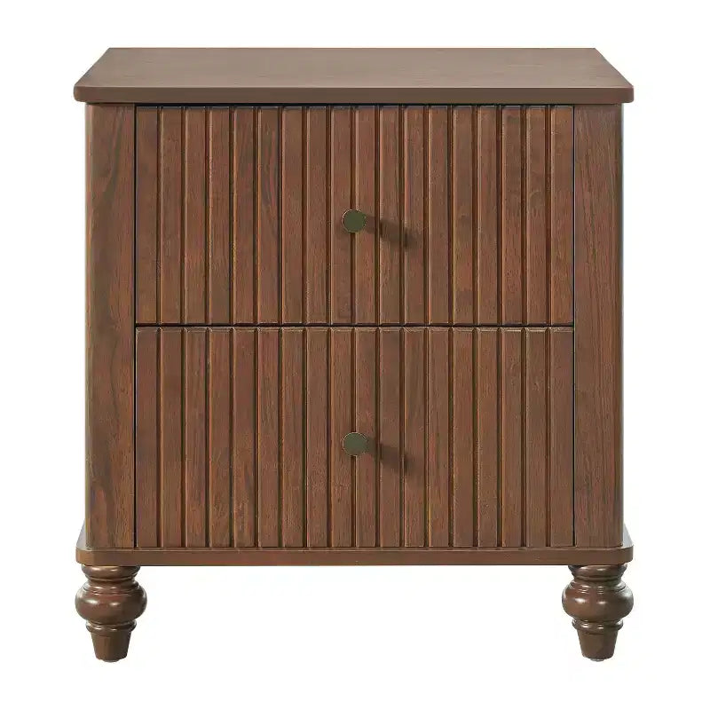 Mesita de noche moderna de madera con 2 cajones