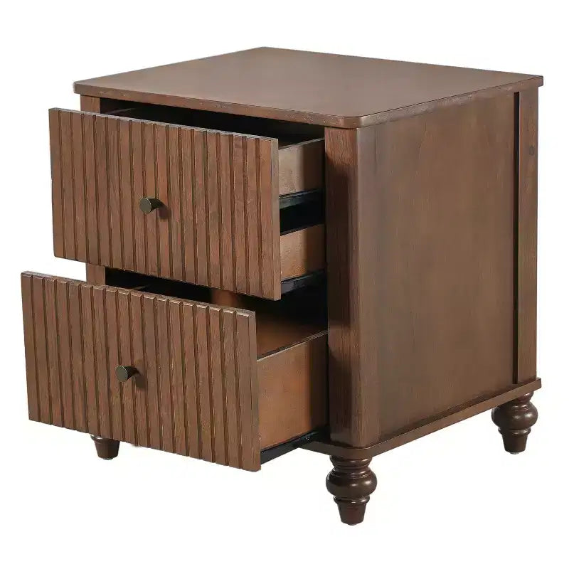 Mesita de noche moderna de madera con 2 cajones
