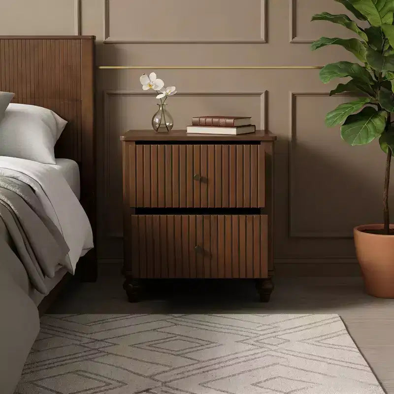 Christopher Knight Home Gaetan Modern Wooden 2-Drawers Nightstand