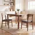 HOMCOM Wooden Dining Chairs, Upholstered Kitchen Chairs with Rubberwood Legs for Dining Room, Gray