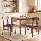 Sillas de comedor de madera, sillas de cocina tapizadas con patas de madera de caucho para comedor, gris