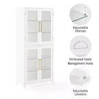 Armario de almacenamiento de cocina Roarke de 70" con puerta de cristal, blanco