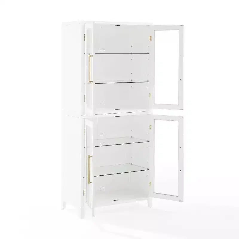 Armario de almacenamiento de cocina Roarke de 70" con puerta de cristal, blanco