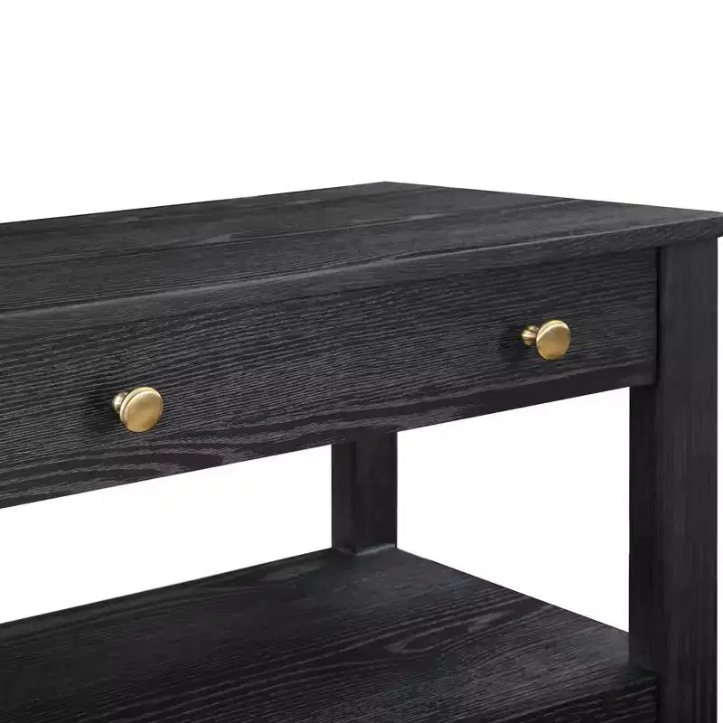 Mesa de Noche Comfort Pointe Delano Negra: 2 Cajones, Chapa de Roble, Correderas Metálicas, No Requiere Ensamblaje